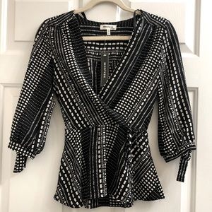 Black with White Polka Dotted Cross Body Blouse